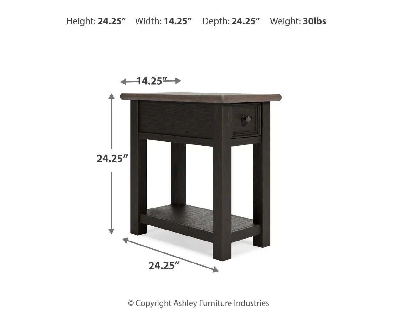 Tyler Creek - Chair Side End Table - Black / Gray - Image 2