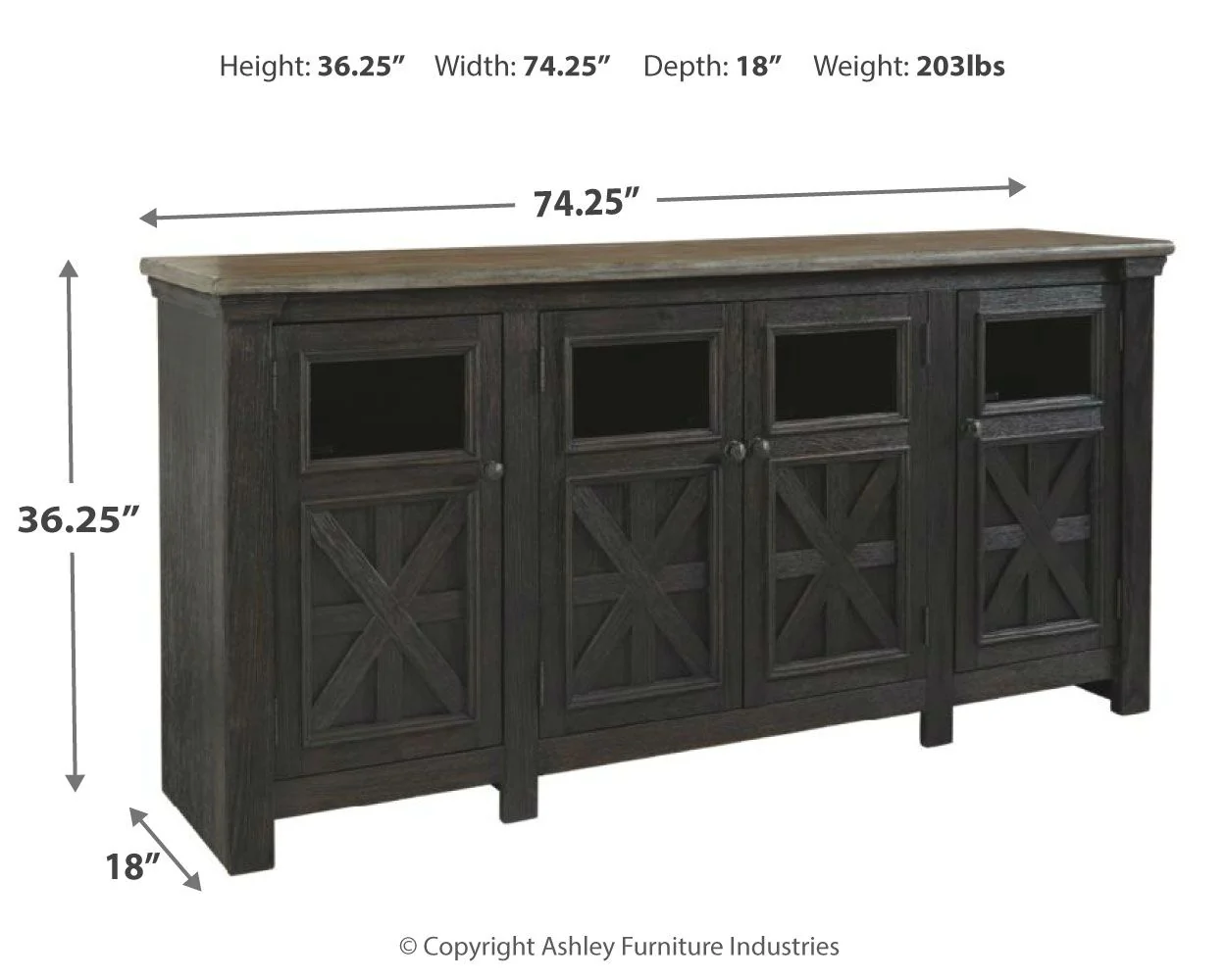 Tyler Creek - Extra Large TV Stand - Black / Gray - Image 4