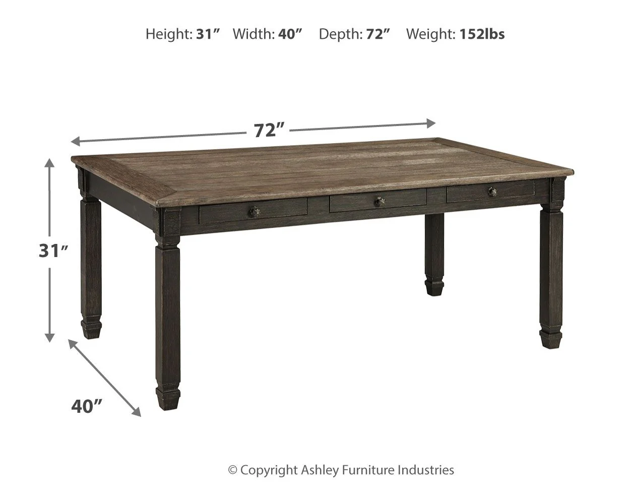 Tyler Creek - Rectangular Dining Room Table - Black / Gray - Image 2