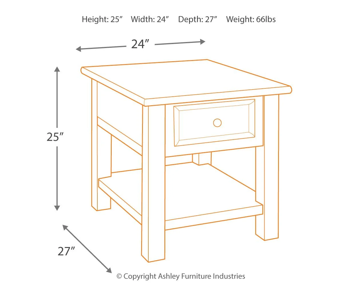 Tyler Creek - Rectangular End Table - Grayish Brown / Black - Image 3