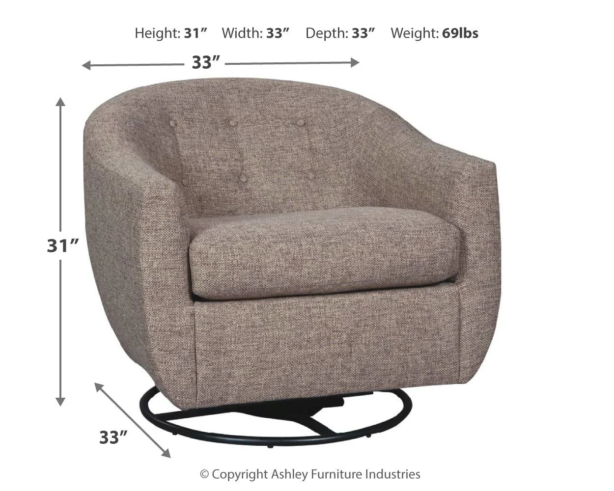 Upshur - Swivel Glider Accent Chair - Taupe - Image 4