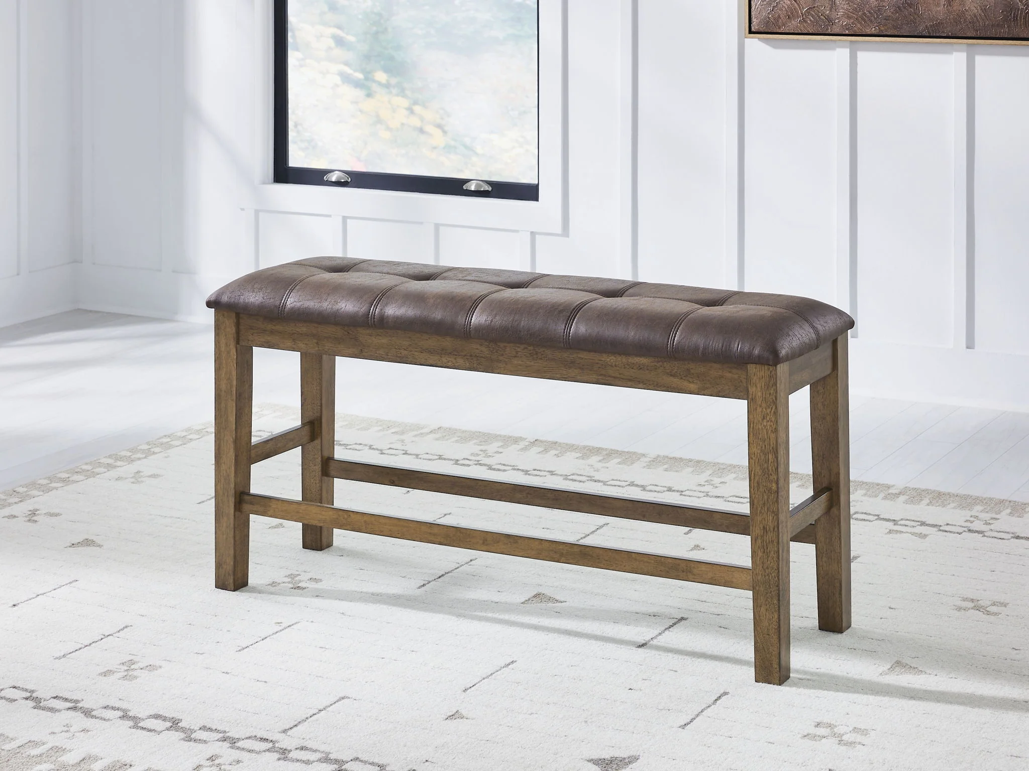 Urbinforte - Double Counter Height Upholstered Bench - Light Brown - Image 3