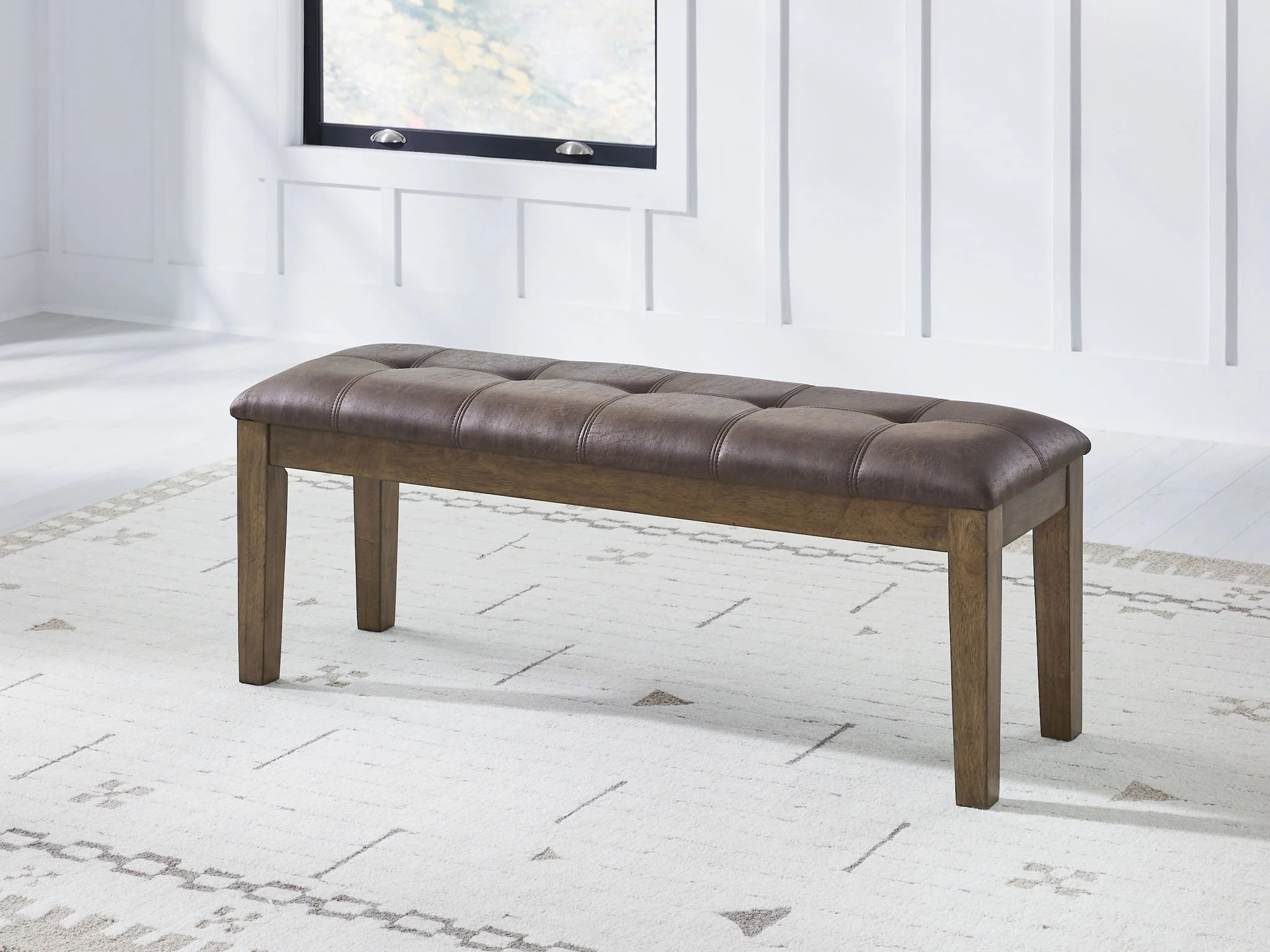 Urbinforte - Large Upholstered Dining Room Bench - Light Brown - Image 4