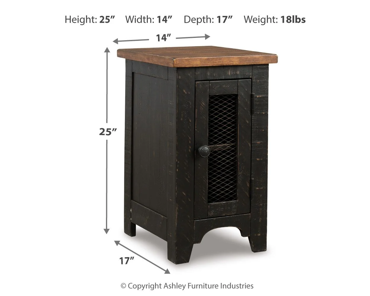 Valebeck - Chair Side End Table - Black / Brown - Image 2