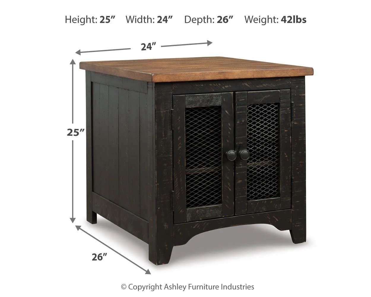 Valebeck - Rectangular End Table - Black / Brown - Image 3