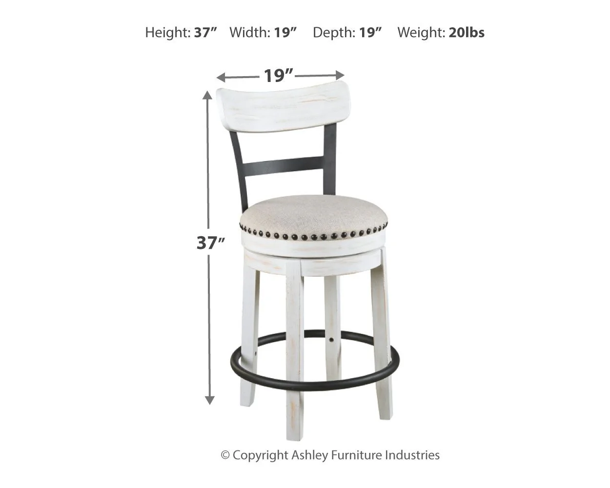 Valebeck - Full Back Swivel Stool - Image 11