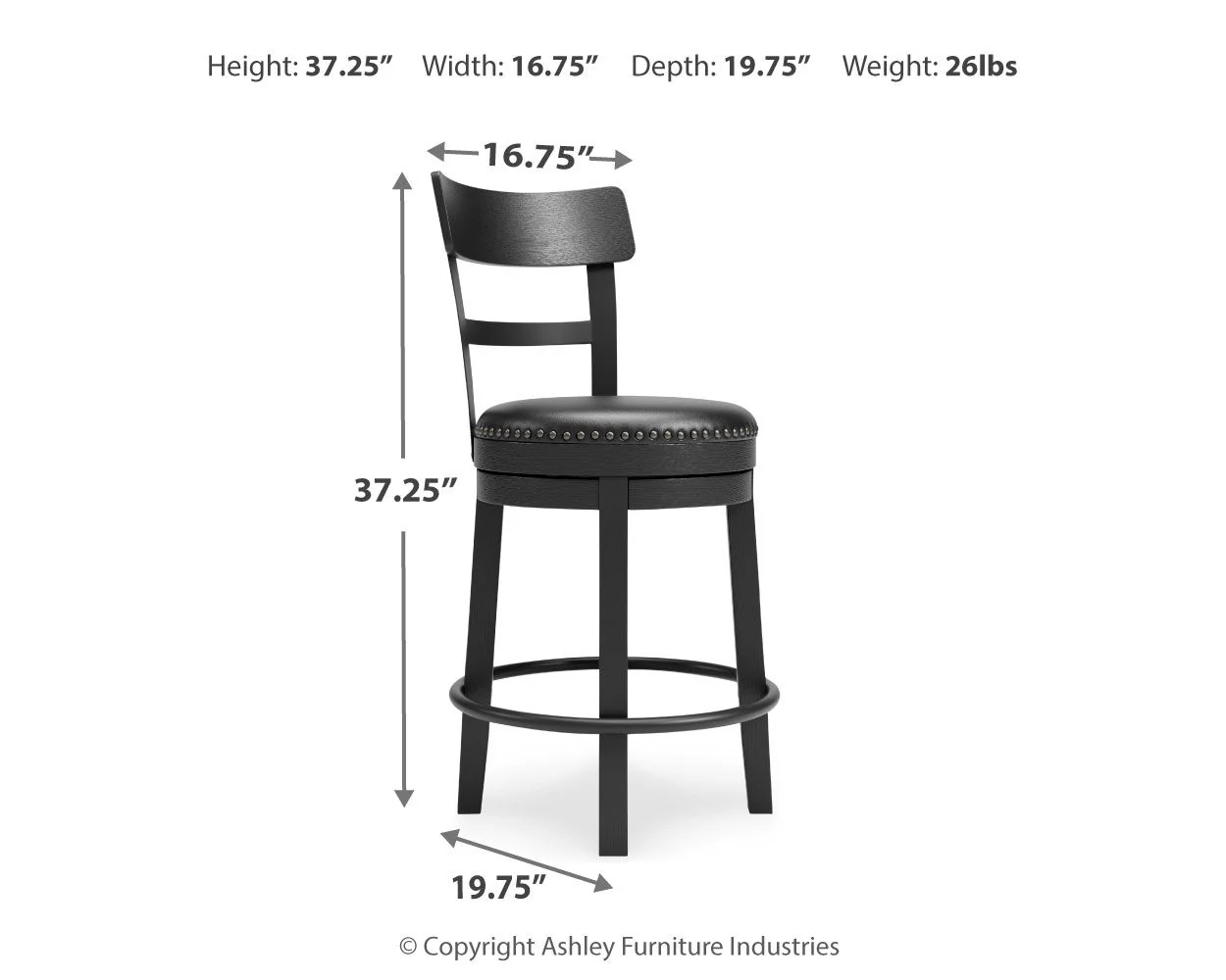 Valebeck - Full Back Swivel Stool - Image 6