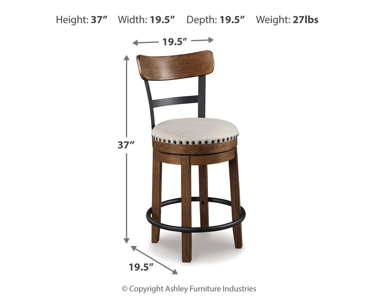 Valebeck - Full Back Swivel Stool - Image 7