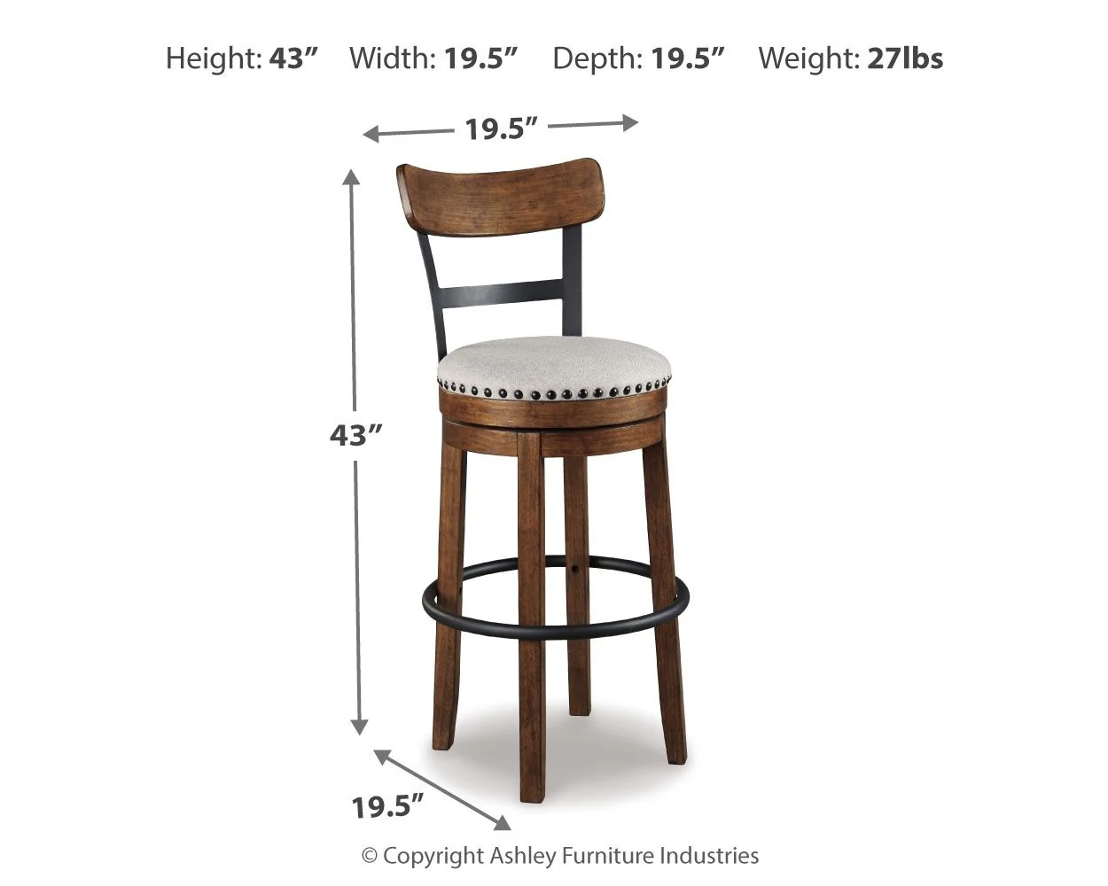 Valebeck - Tall Upholstered Swivel Barstool - Image 6