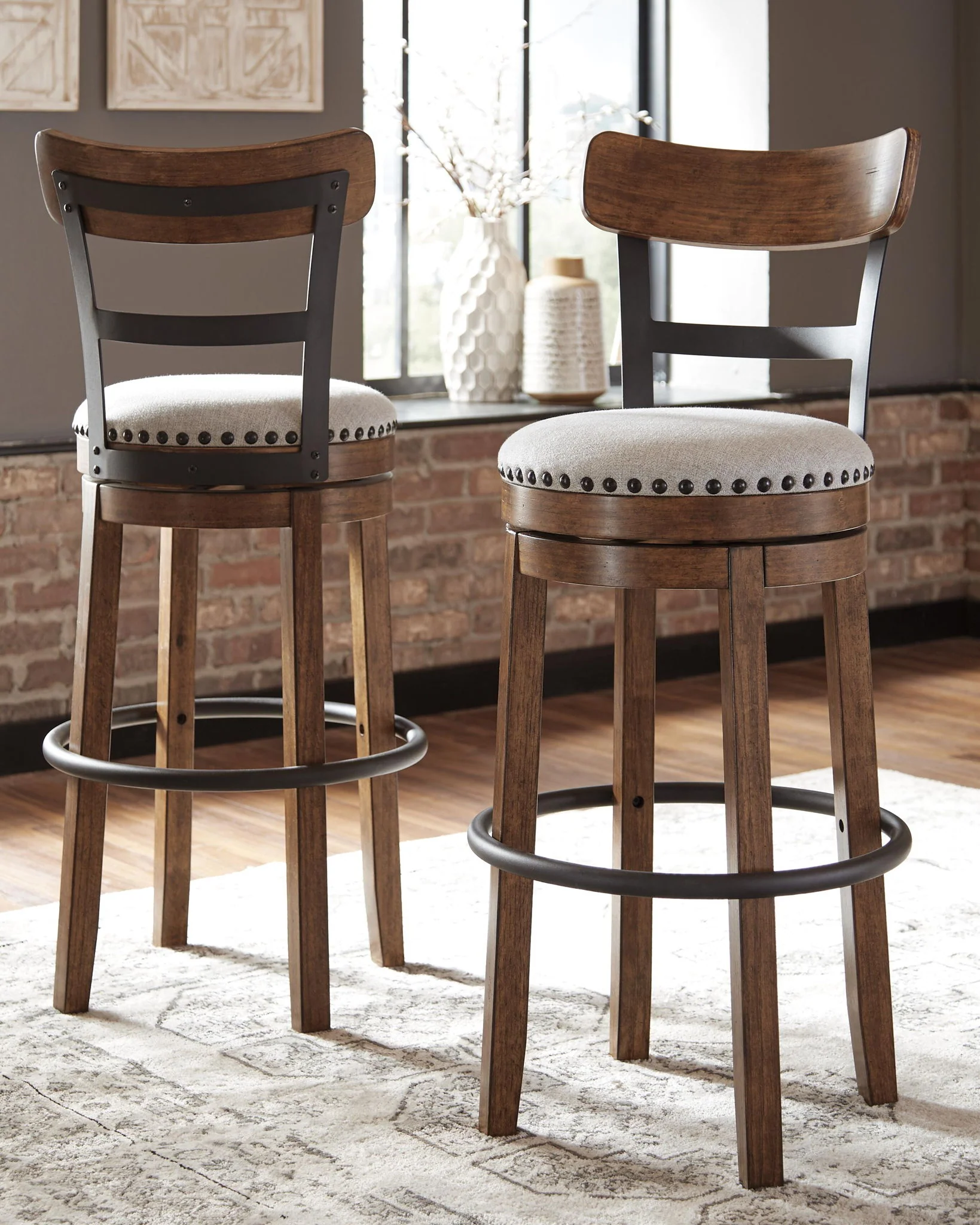 Valebeck - Tall Upholstered Swivel Barstool - Image 7