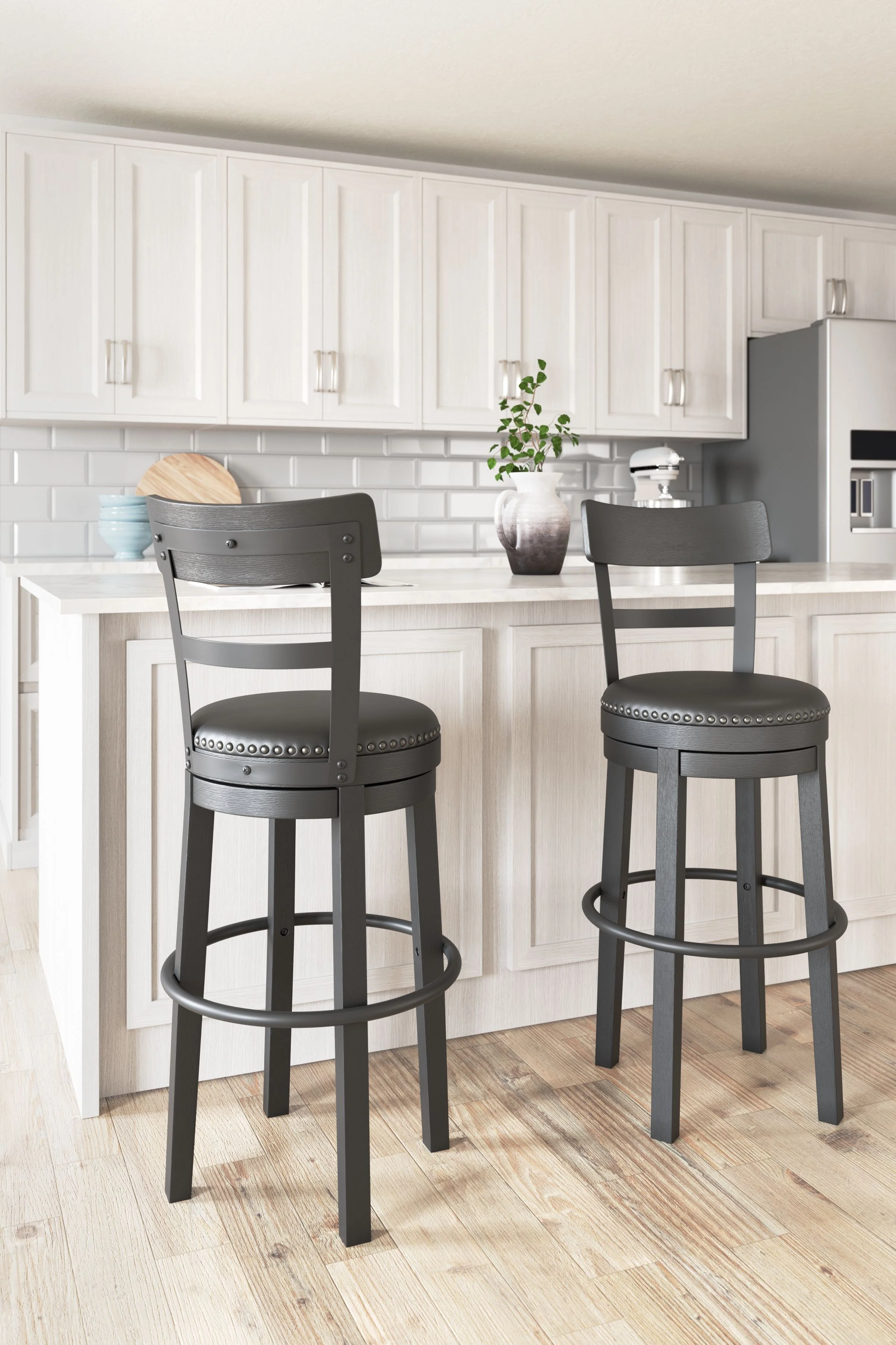 Valebeck - Tall Upholstered Swivel Barstool - Image 8