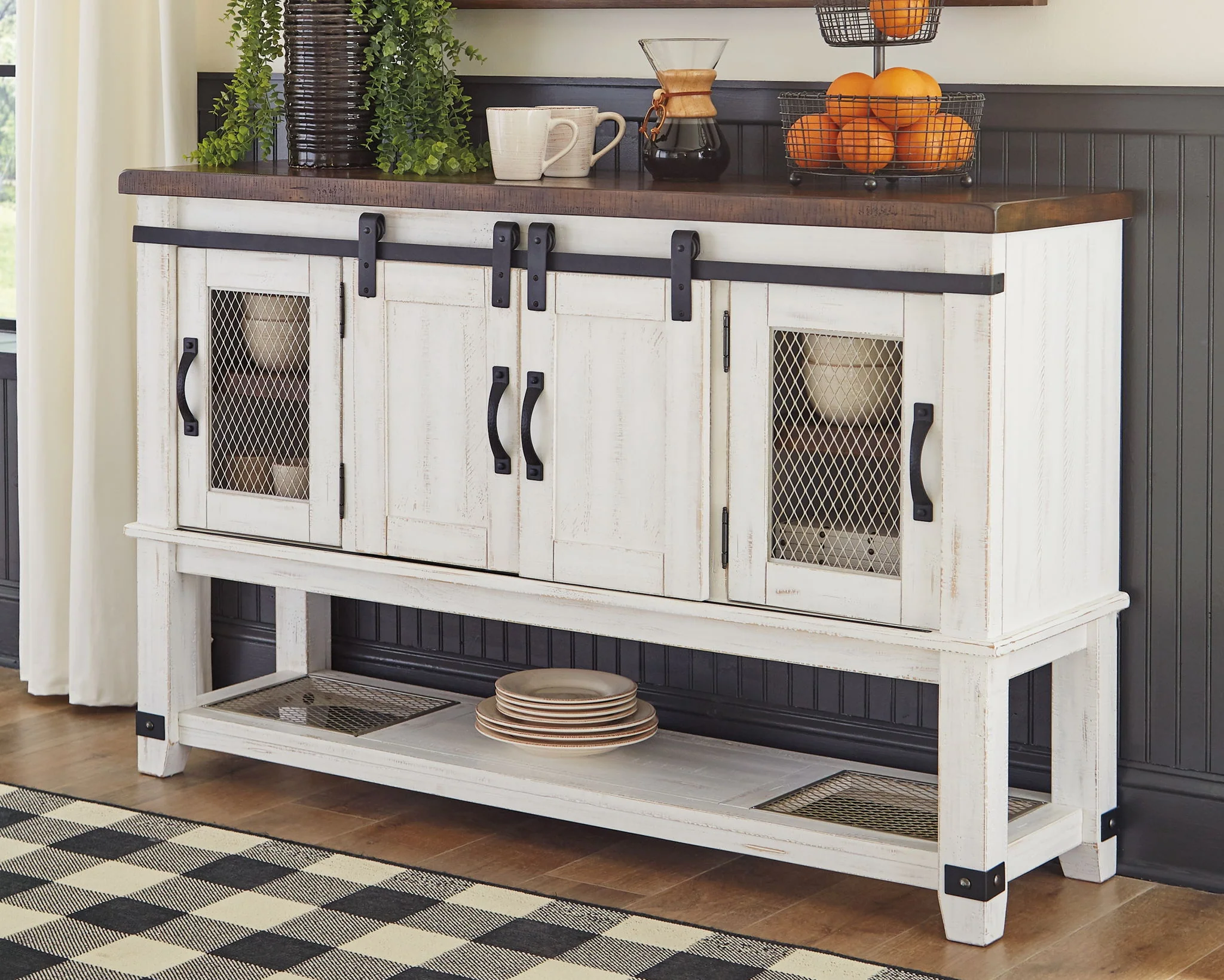 Valebeck - Dining Room Server - White / Brown - Image 2
