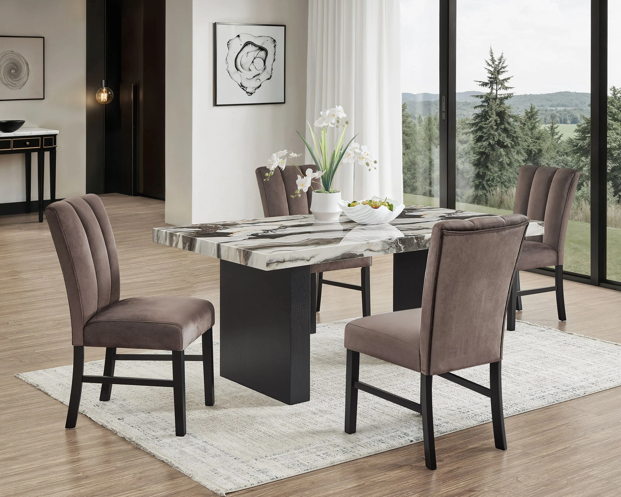 Vega Dining Room Set - White / Gray Brown - Image 3