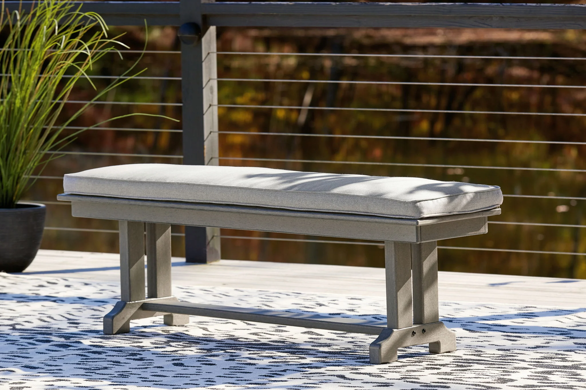 Visola - Bench with Cushion - Gray - Image 3