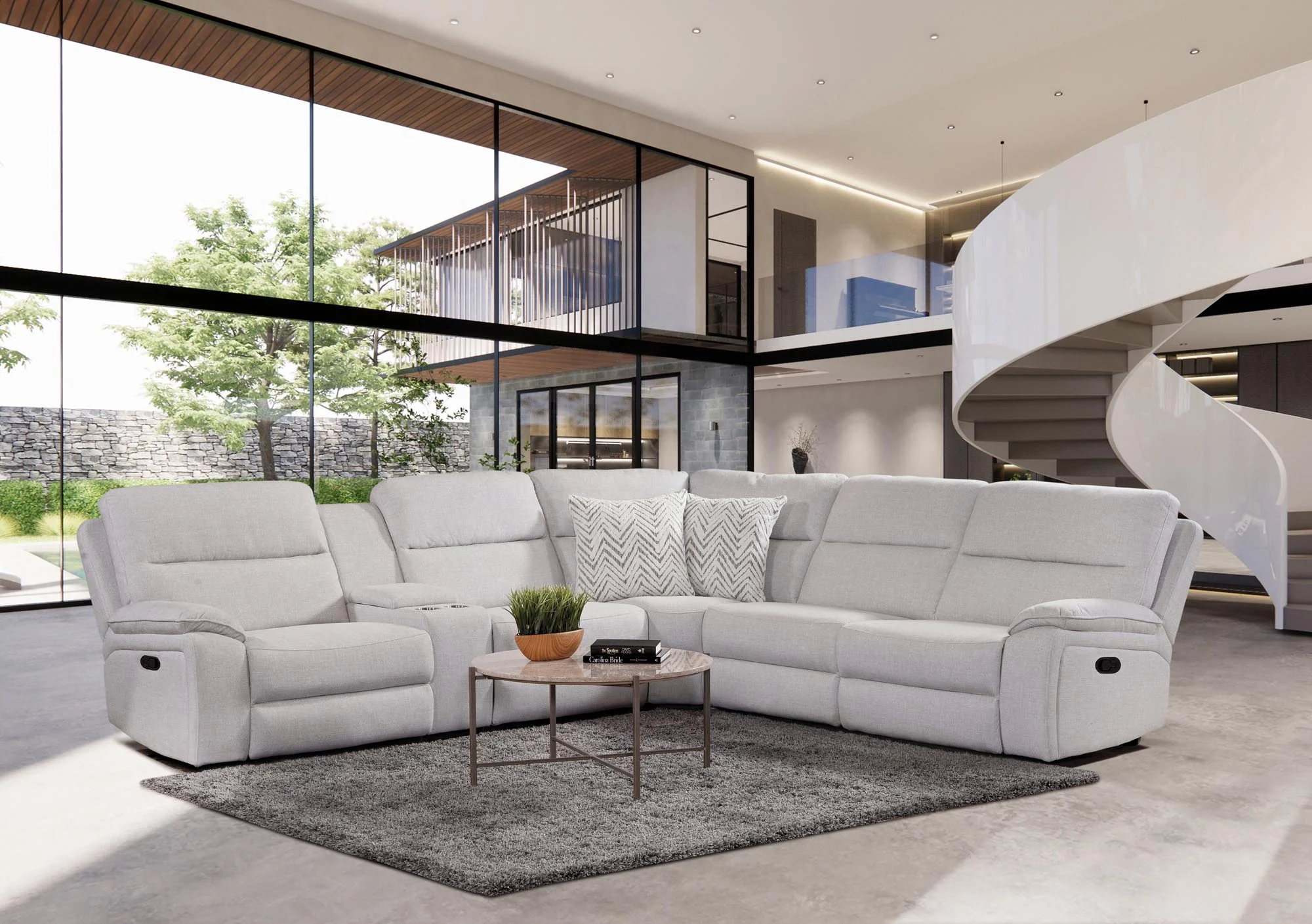 Westhaven Ivory Manual Reclining Sectional Sofa Set