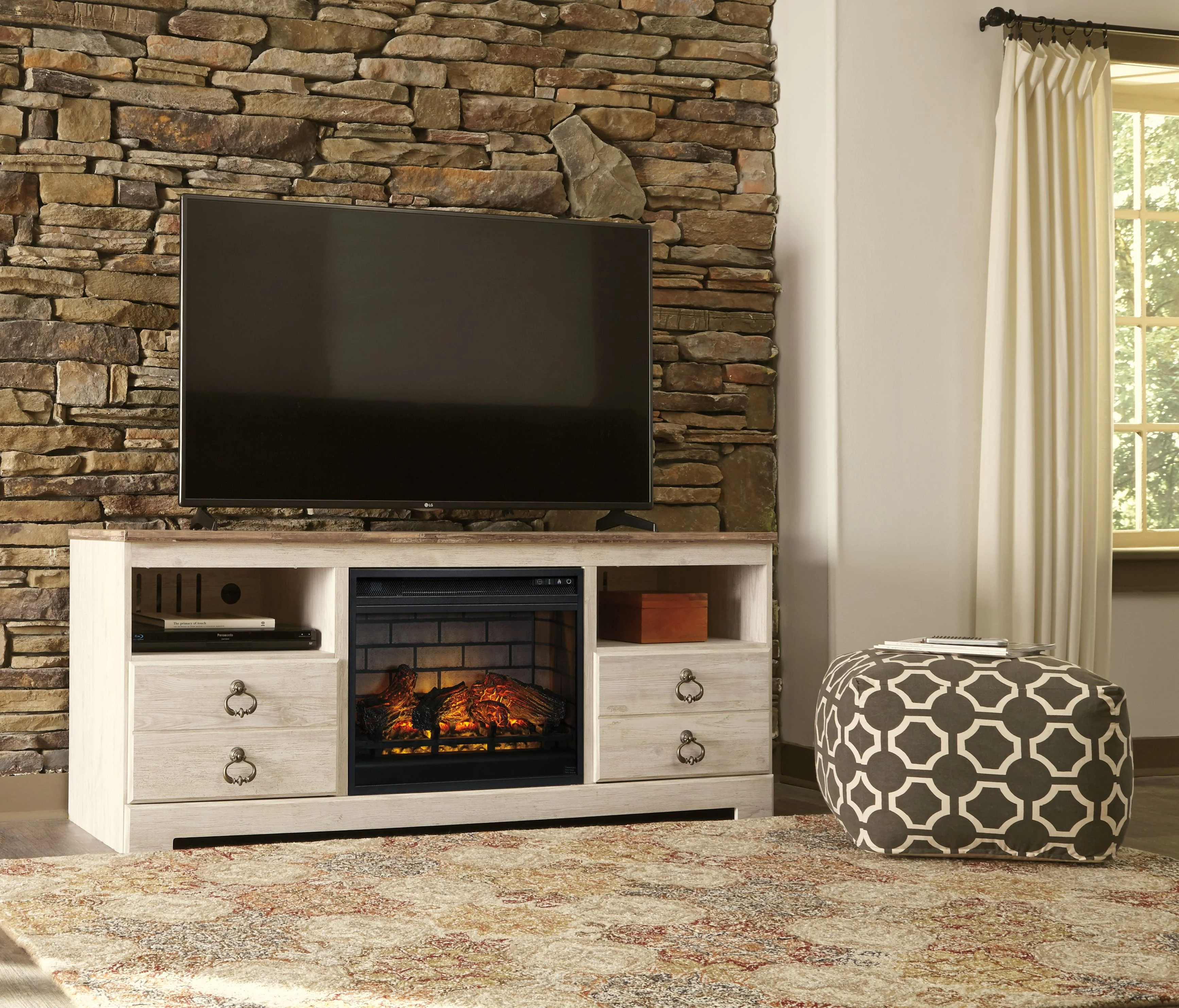 Willowton - TV Stand With Fireplace Option - Image 7