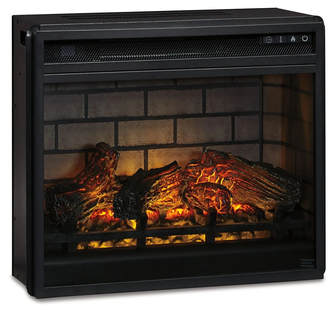 Willowton - 2 Pc. - TV Stand with Faux Firebrick Fireplace Insert - Whitewash - Image 4