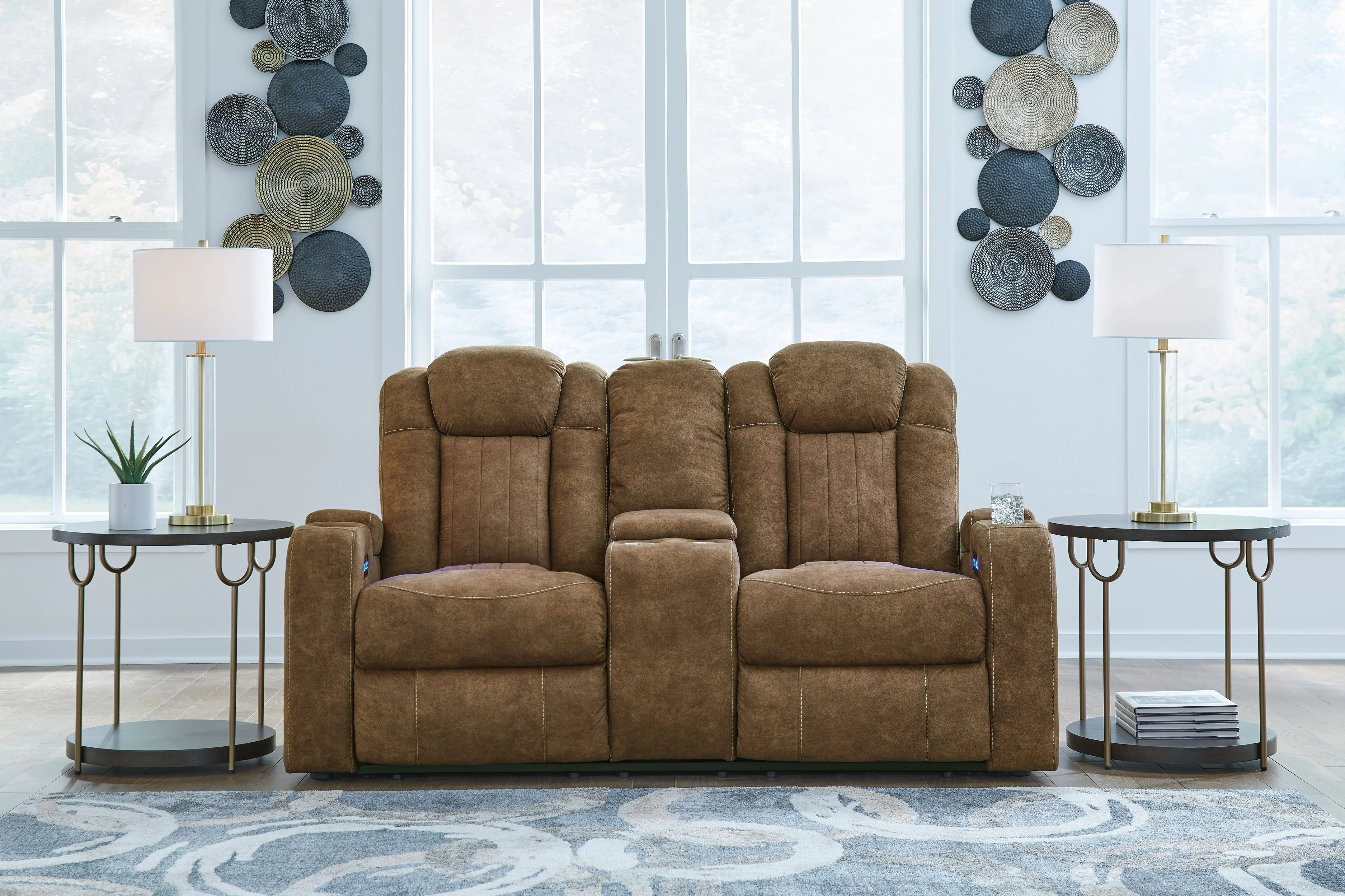 Wolfridge - Power Reclining Loveseat With Console /Adj Hdrst - Brindle - Image 4