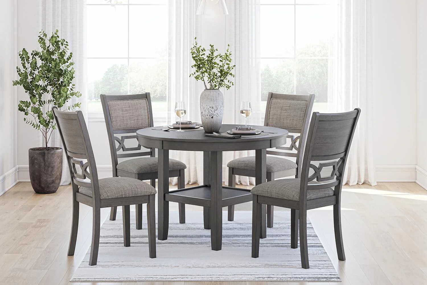 Wrenning - Dining Room Table Set (Set of 5) - Gray - Image 4
