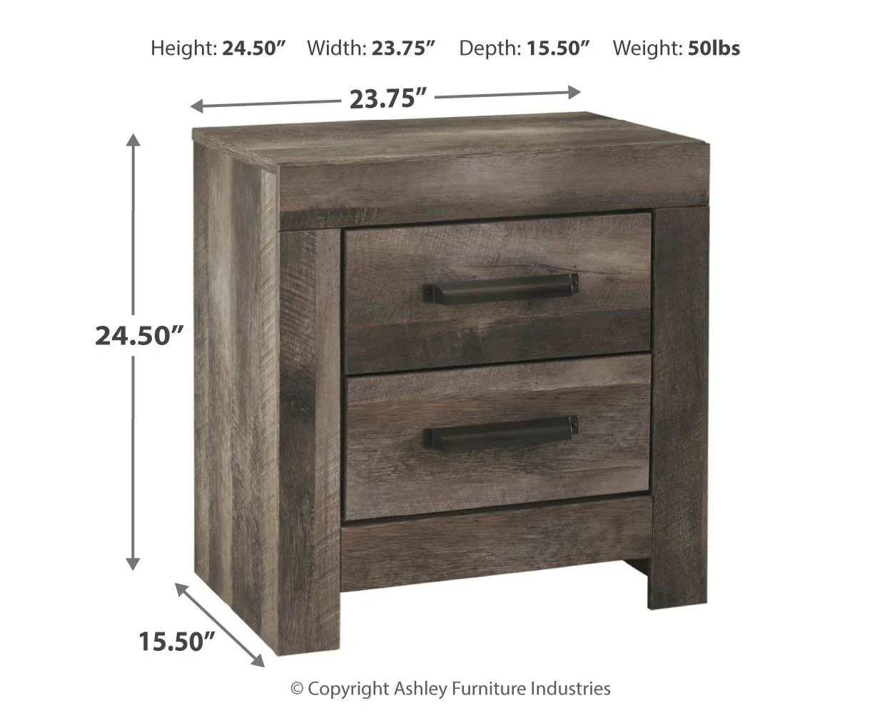 Wynnlow - Two Drawer Night Stand - Gray - Image 2