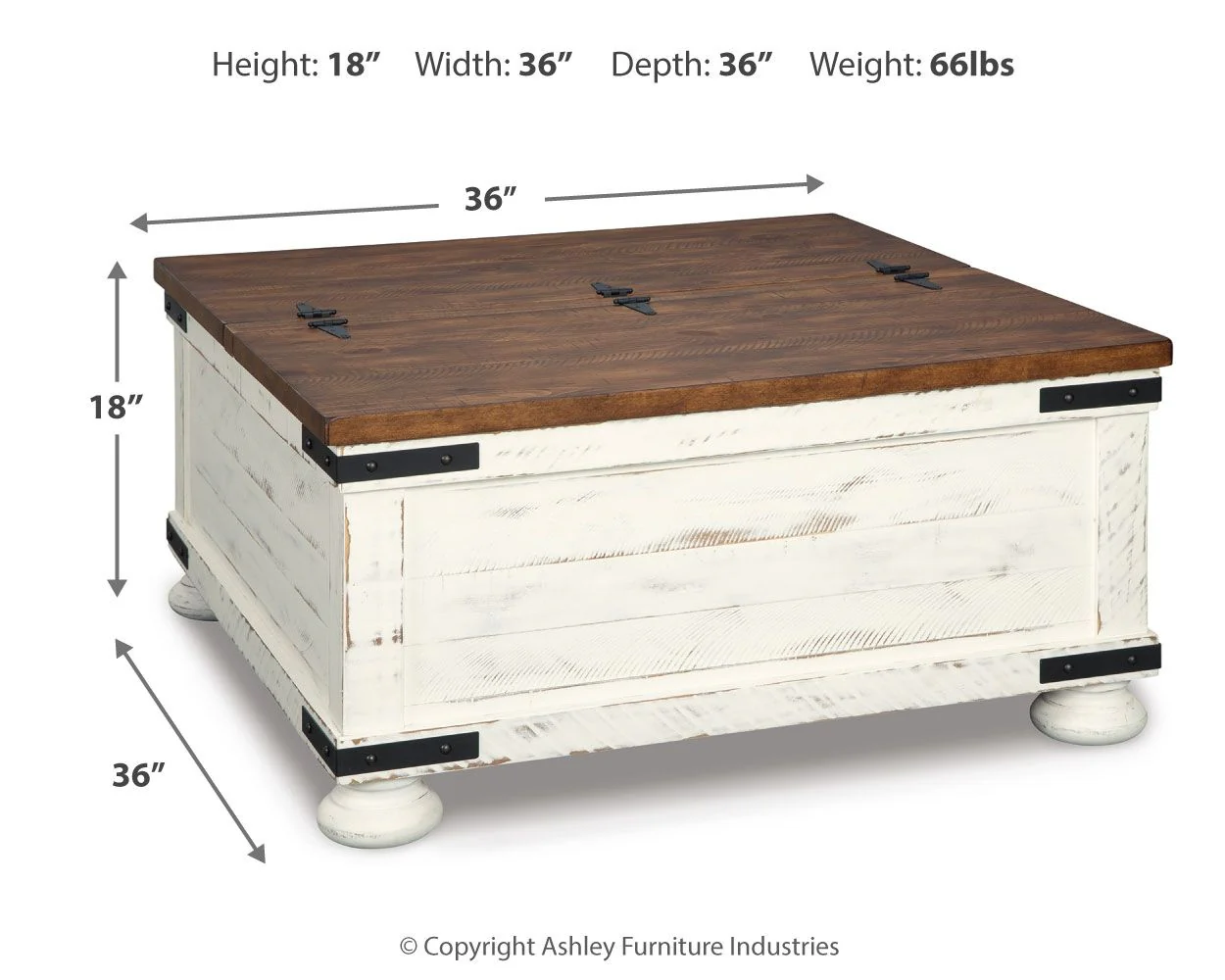 Wystfield - Cocktail Table with Storage - White / Brown - Image 2