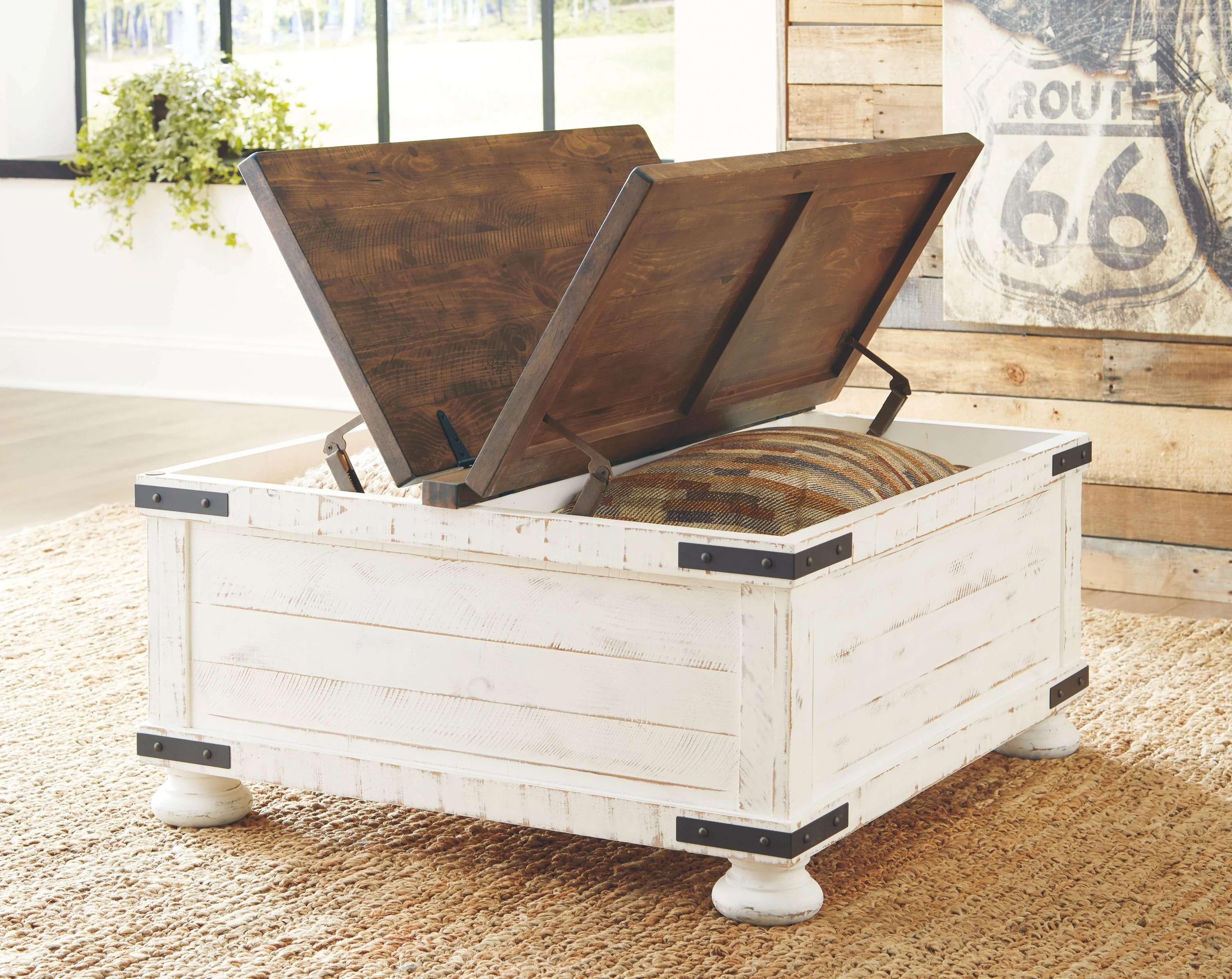 Wystfield - Cocktail Table with Storage - White / Brown - Image 4