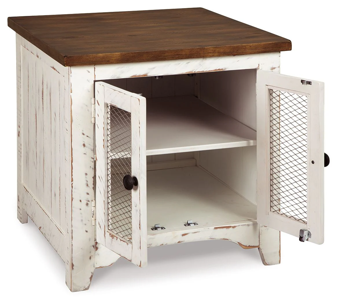 Wystfield - Rectangular End Table - 2 Doors - White / Brown - Image 4